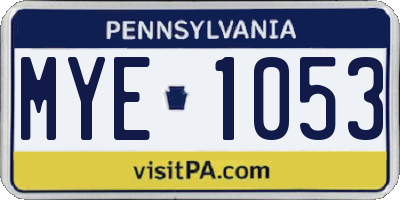 PA license plate MYE1053