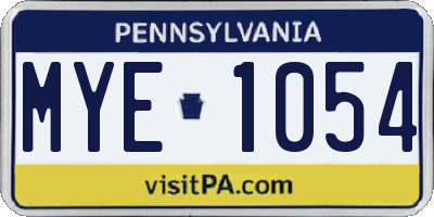 PA license plate MYE1054