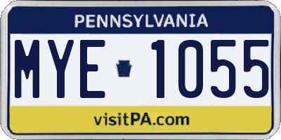 PA license plate MYE1055