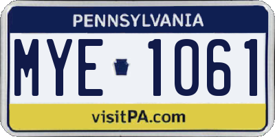 PA license plate MYE1061