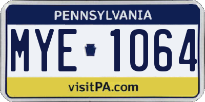PA license plate MYE1064