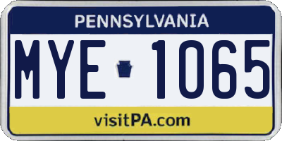 PA license plate MYE1065