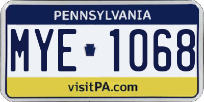 PA license plate MYE1068
