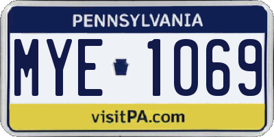 PA license plate MYE1069