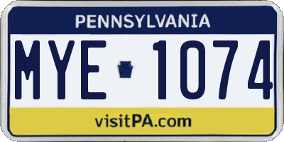 PA license plate MYE1074