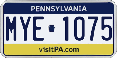 PA license plate MYE1075