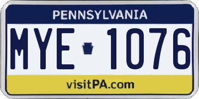 PA license plate MYE1076