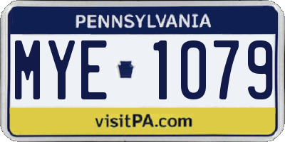PA license plate MYE1079