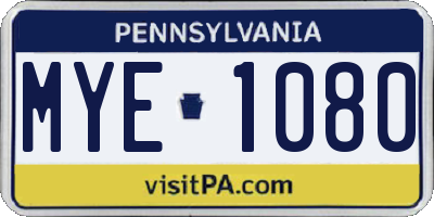 PA license plate MYE1080