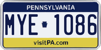 PA license plate MYE1086