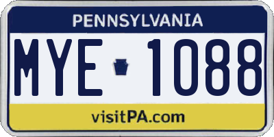 PA license plate MYE1088