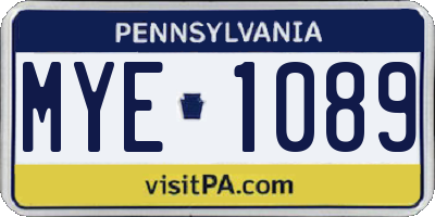 PA license plate MYE1089