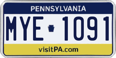 PA license plate MYE1091