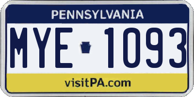 PA license plate MYE1093