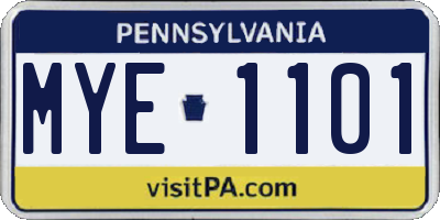 PA license plate MYE1101
