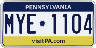PA license plate MYE1104