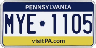 PA license plate MYE1105