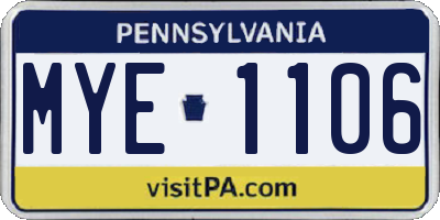 PA license plate MYE1106