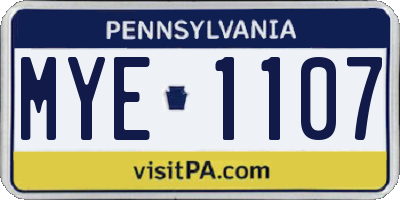 PA license plate MYE1107