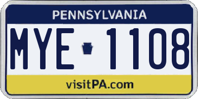 PA license plate MYE1108
