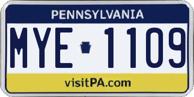 PA license plate MYE1109