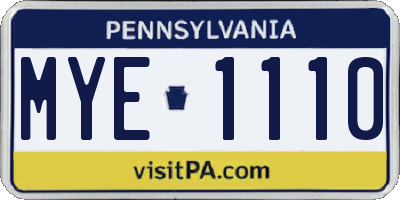 PA license plate MYE1110