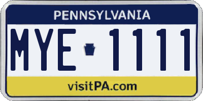 PA license plate MYE1111