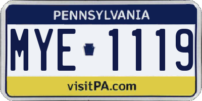 PA license plate MYE1119