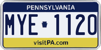 PA license plate MYE1120