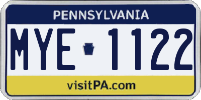 PA license plate MYE1122