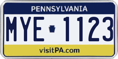 PA license plate MYE1123