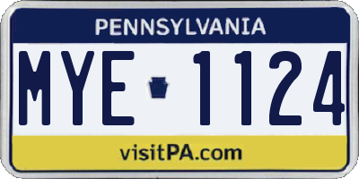 PA license plate MYE1124