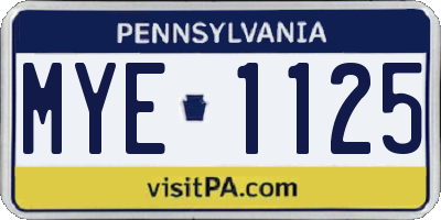 PA license plate MYE1125