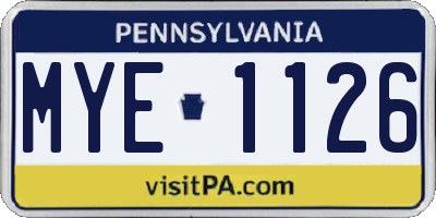 PA license plate MYE1126
