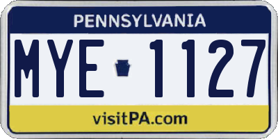 PA license plate MYE1127