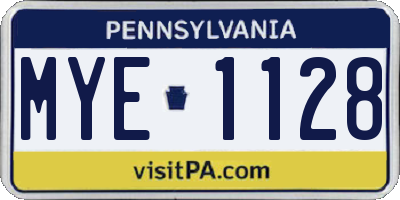 PA license plate MYE1128