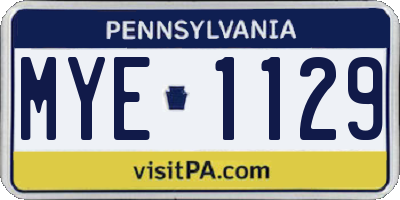PA license plate MYE1129