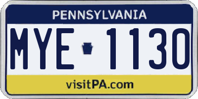 PA license plate MYE1130