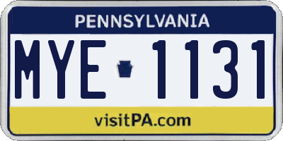 PA license plate MYE1131