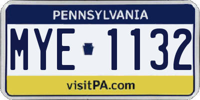 PA license plate MYE1132