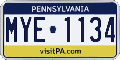 PA license plate MYE1134