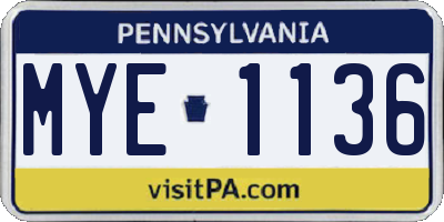 PA license plate MYE1136