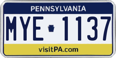 PA license plate MYE1137