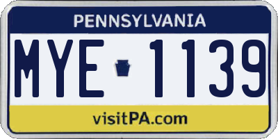 PA license plate MYE1139