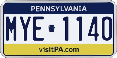PA license plate MYE1140