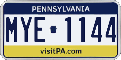 PA license plate MYE1144