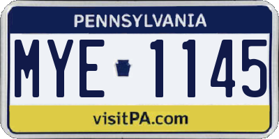 PA license plate MYE1145