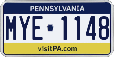 PA license plate MYE1148