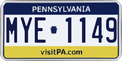 PA license plate MYE1149