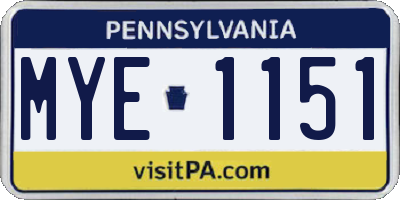 PA license plate MYE1151